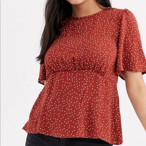 ASOS tie back polka dot short sleeve shirt